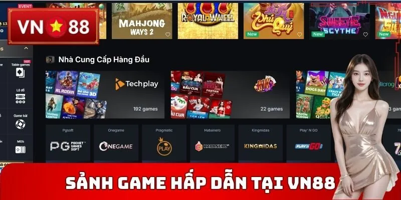 Sảnh Game hấp dẫn tại Thương hiệu VN88